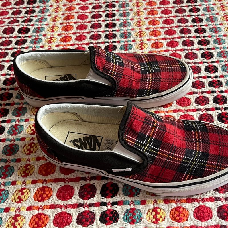 Vans slip sale on xadrez vermelho