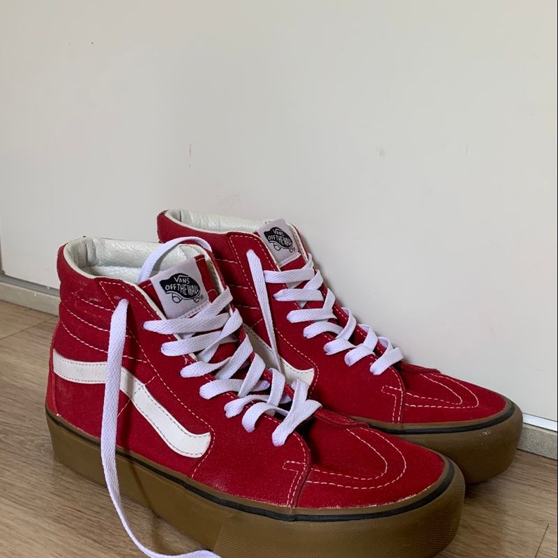Tênis Feminino Tenis Vermelho Cano Longo Tênis Vans Vermelho, Cano