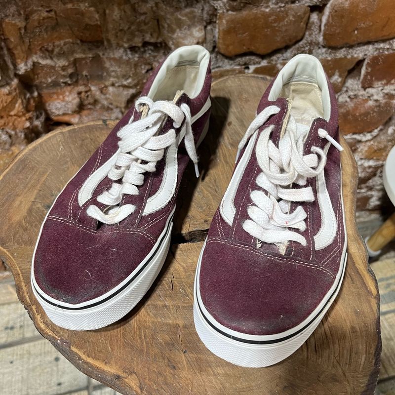 Suede Vans Old Skool Red Maroon VANS SK8-HI Shoes Burgundy Suede - Main Image
