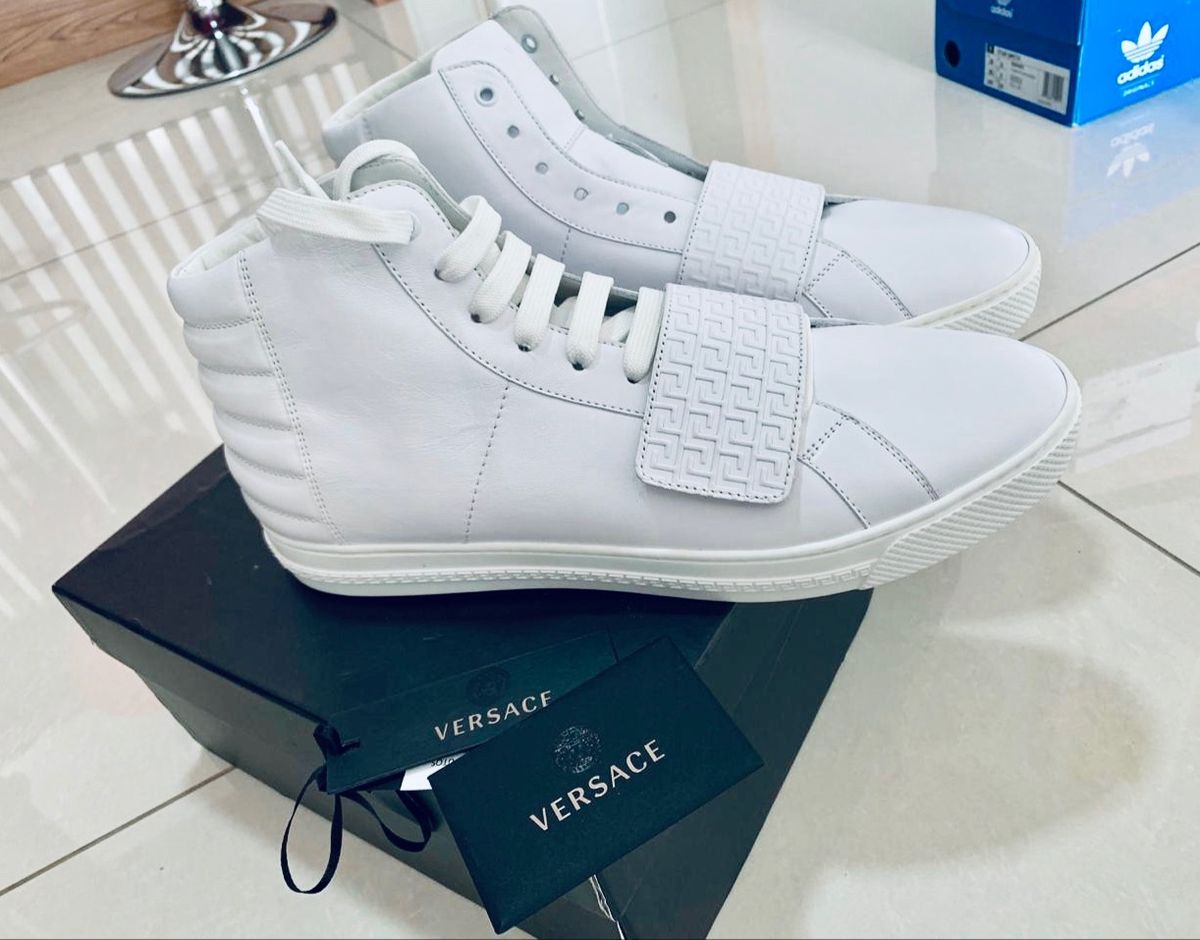 tênis versace original cano alto em couro - tênis versace
