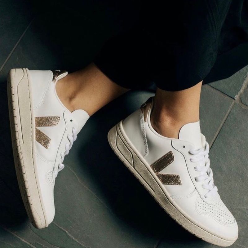 Tênis Vert 38 Branco com Dourado de Couro Tênis Feminino Vert Nunca Usado  101522283 enjoei