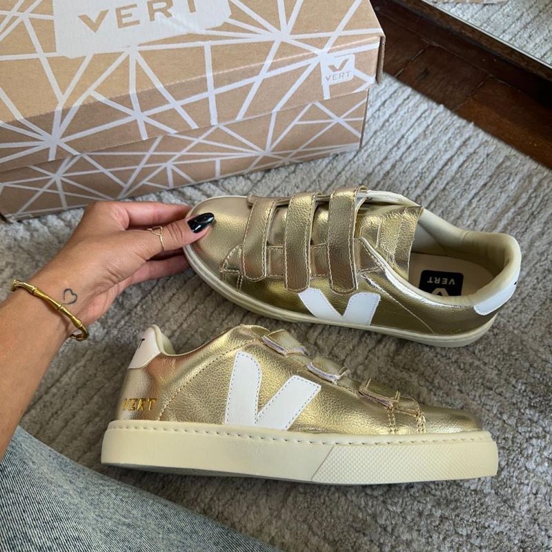 Tênis Vert Velcro Dourado Ouro Light 36 Vert Nunca Usado