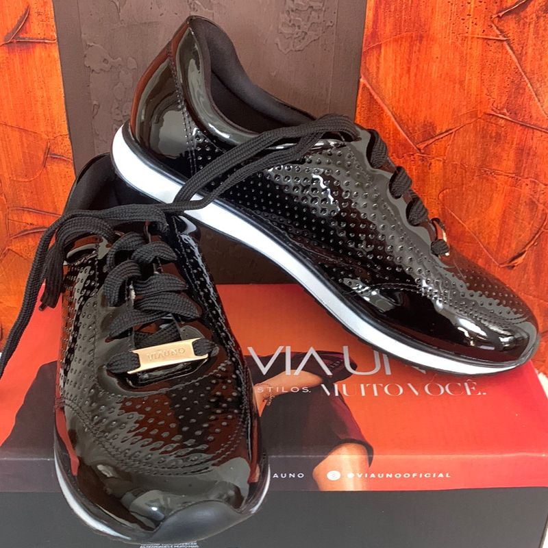 Uno Preto Via Uno TÃªnis Tênis Slip On Fitline Feminino Via Uno