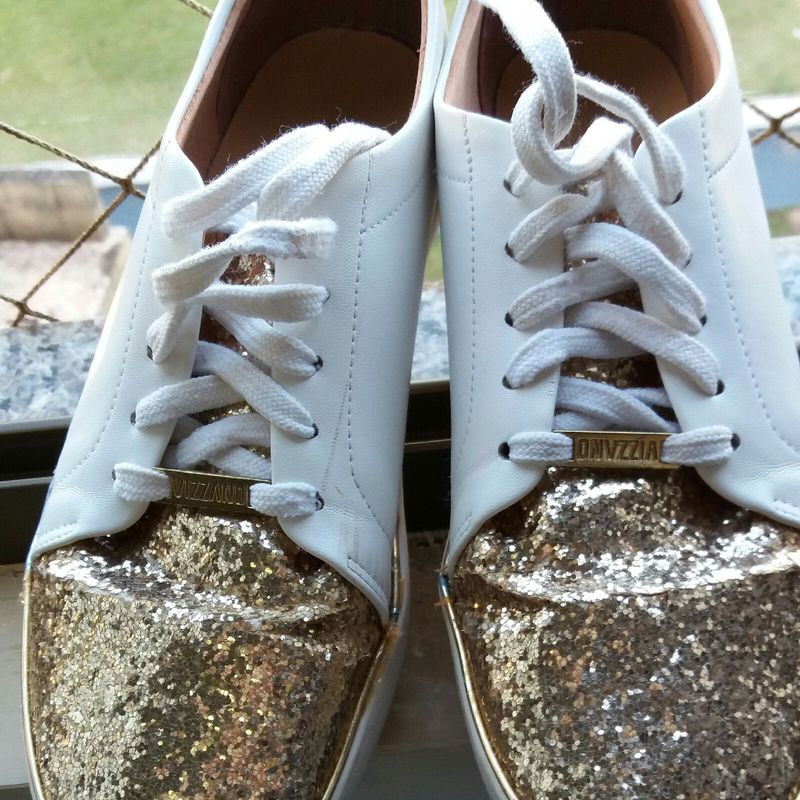 Tênis Vizzano Branco com Dourado Tênis Feminino Vizzano Usado