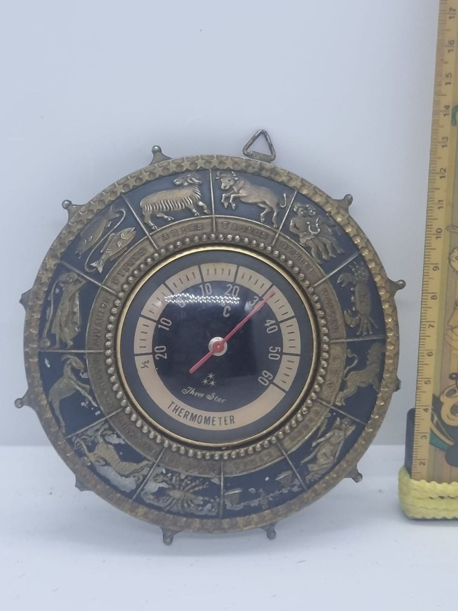 Termômetro do Zodíaco Relógio Astrologia Móvel de Antiquário Usado
