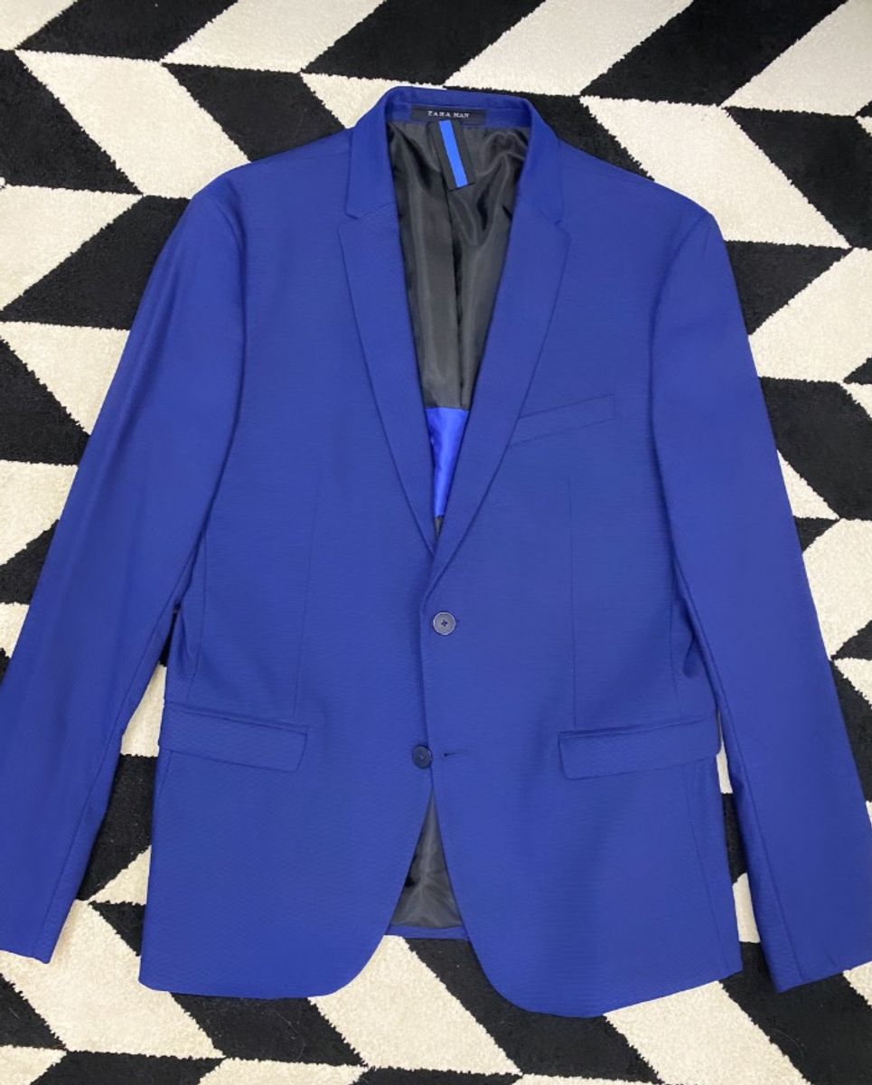 Terno Blazer Azul Marinho Zara com Calça | Blazer Masculino Zara Nunca  Usado 50195637 | enjoei