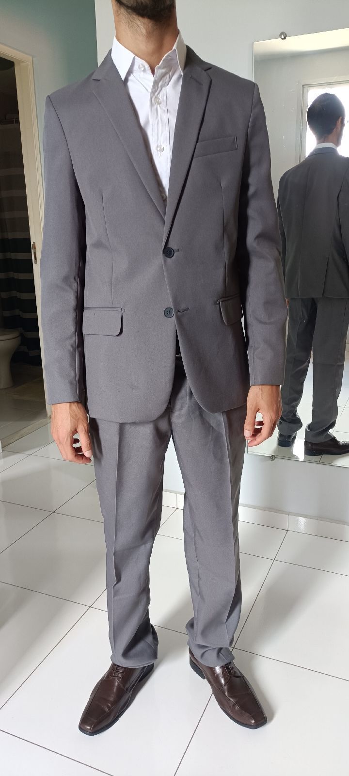 Terno Italiano Slim Cinza - Paletó 46 e Calça 40 | Blazer Masculino ...