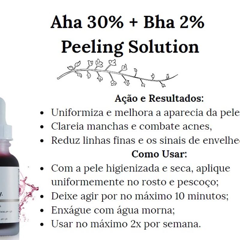 AHA 30% + BHA 2% Peeling Solution - The Ordinary - Beleza Jovem