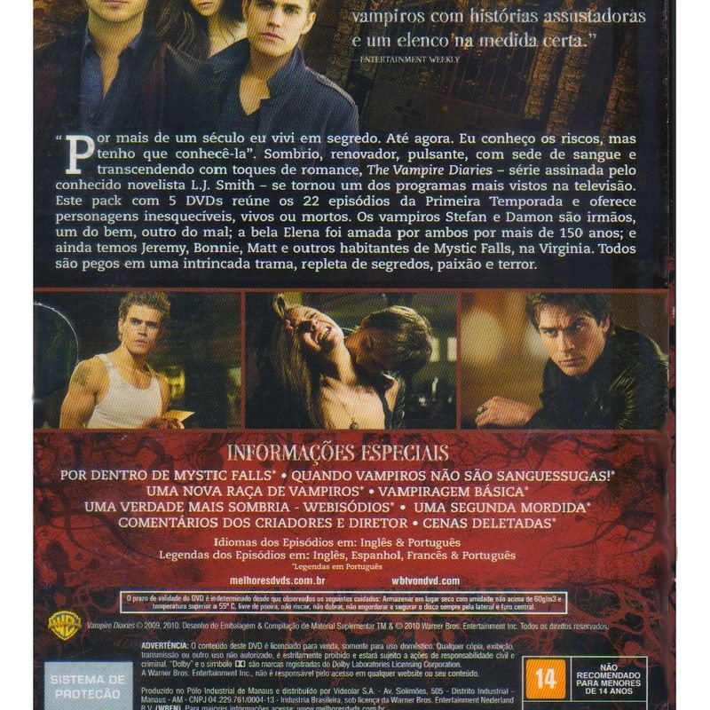 DVD BOX - THE VAMPIRE DIARIES - 1° TEMPORADA COMPLETA - 5 DISCOS