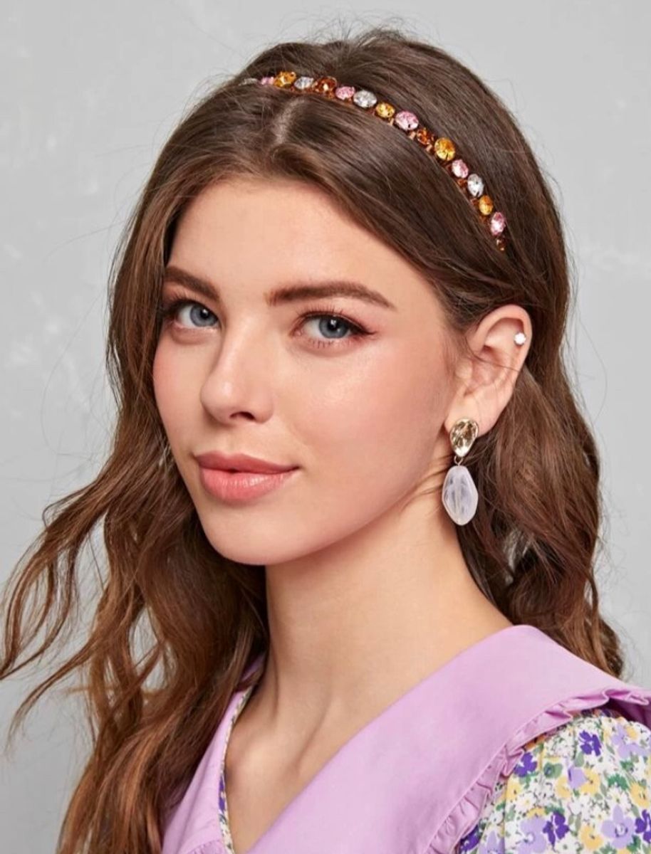 Tiara / Arco de Cabelo Decorada com Pedras Cores Diversas Produto