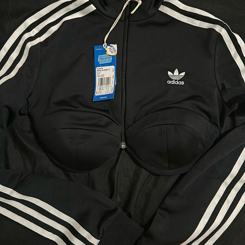 トップス adidas   MONO JS CROP TT Black adidas Women's Firebird Monogram Crop Top x Jeremy