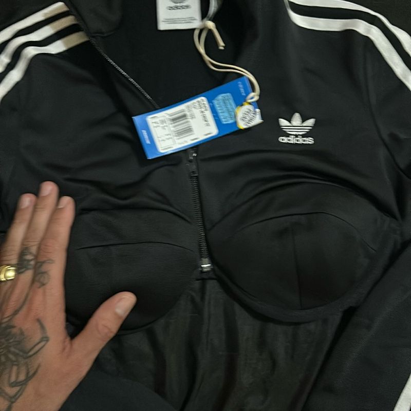 トップス adidas   MONO JS CROP TT Black adidas Women's Firebird Monogram Crop Top x Jeremy