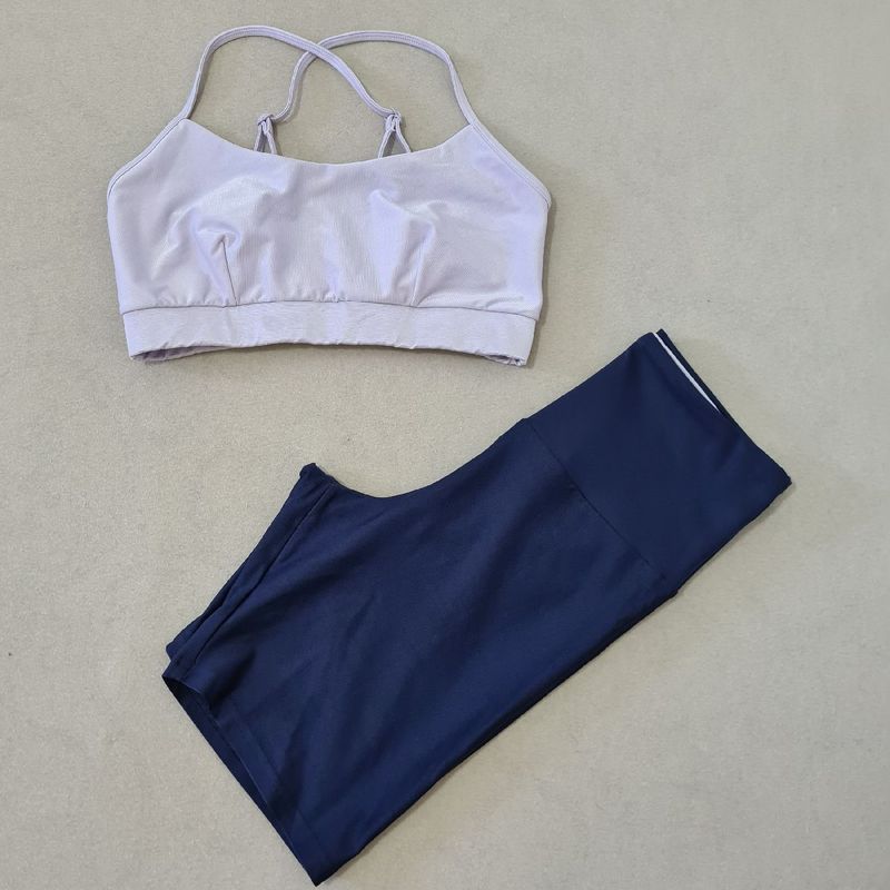 Top Bermuda Ciclista Shorts Conjunto Fitness Academia Lilás Roxo