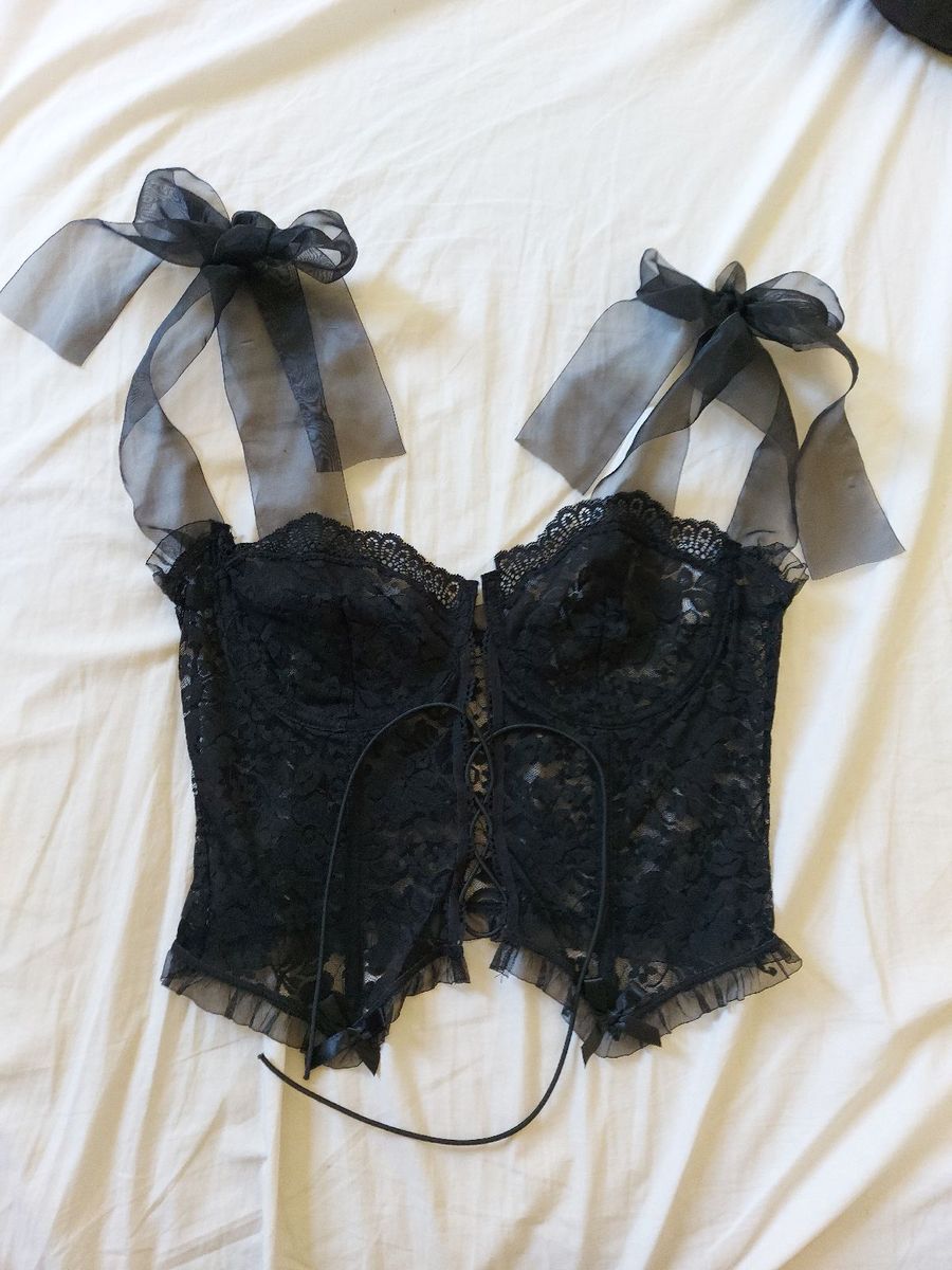 Cropped blusa corset preto tule tendência moda feminina blogueira shein