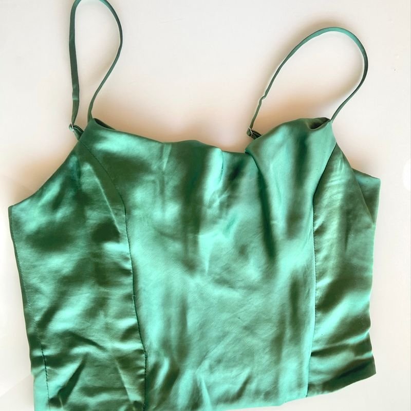 Top Corset Zara Verde Pp  Blusa Feminina Zara Nunca Usado