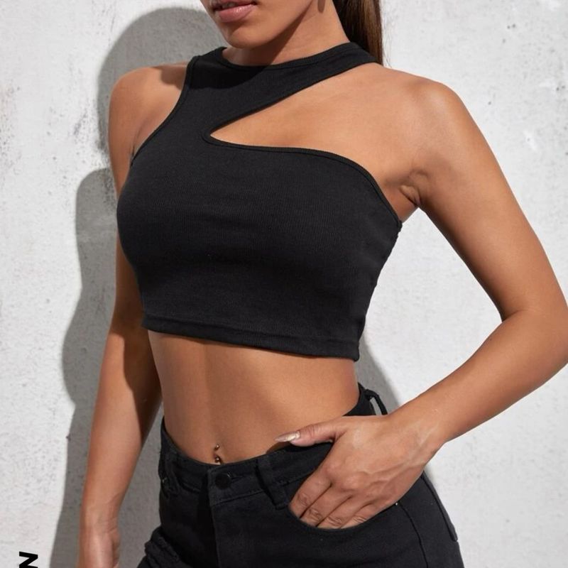 Cropped Estiloso com Decote, Blusa Feminina Shein Usado 83827743