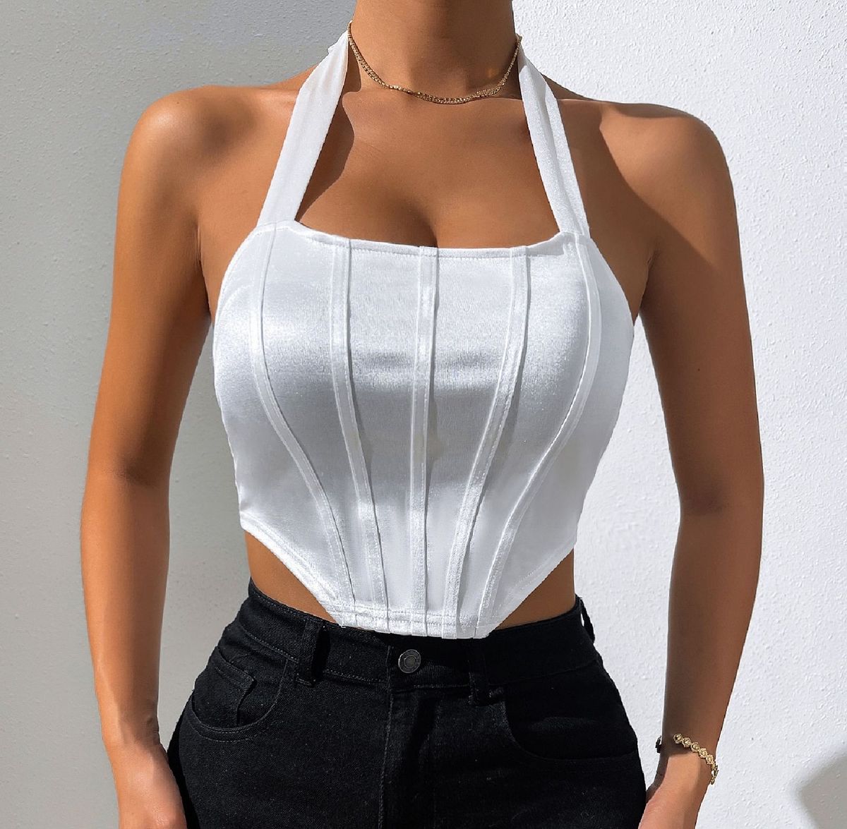 Cropped Corset Branco Shein, Blusa Feminina Shein Nunca Usado 93465759