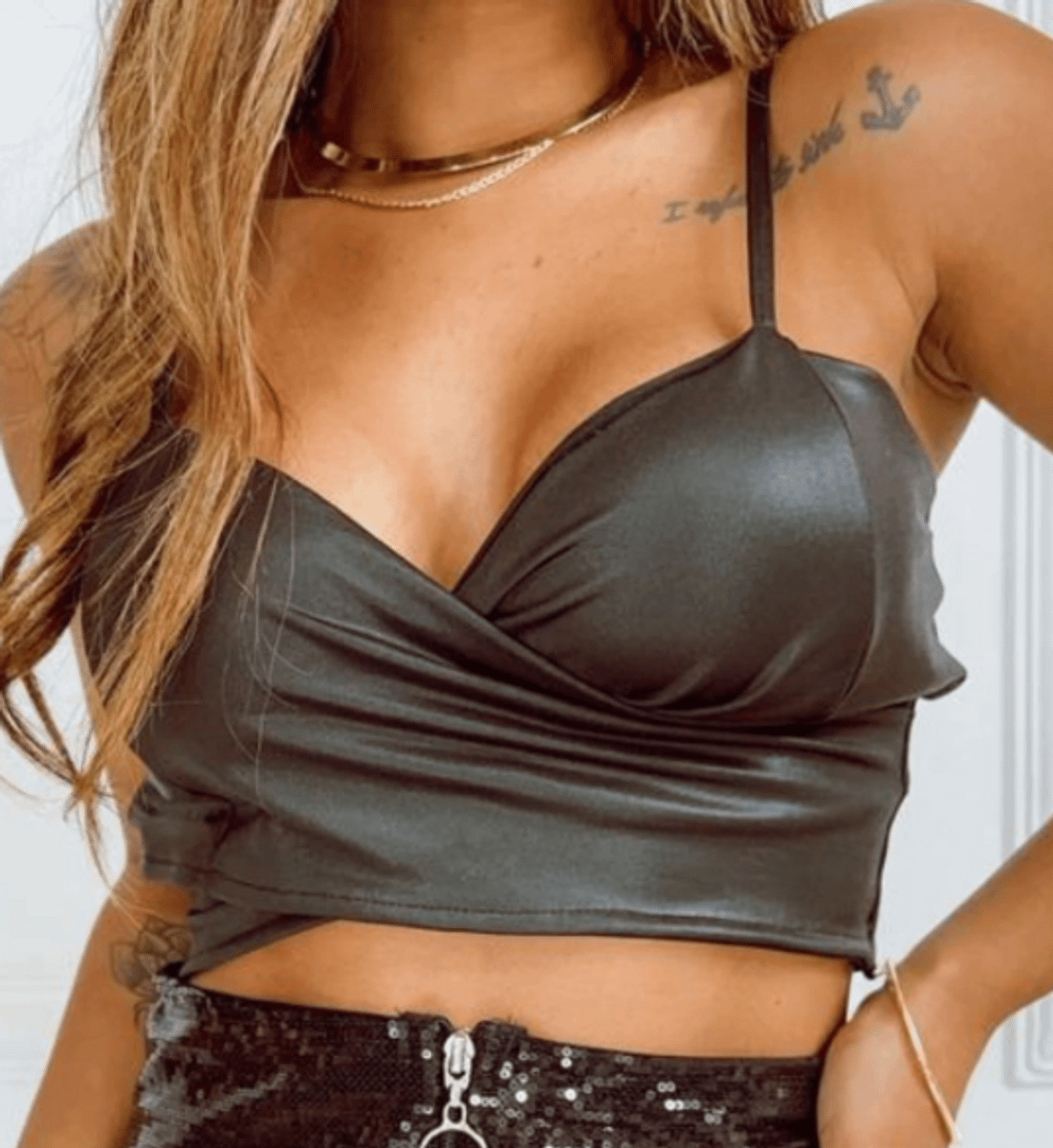 Cropped best sale cirre preto