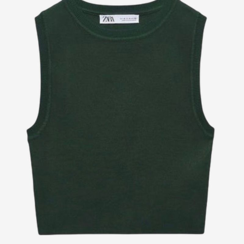 Top Cropped Verde Linho Zara, Blusa Feminina Zara Nunca Usado 84537471