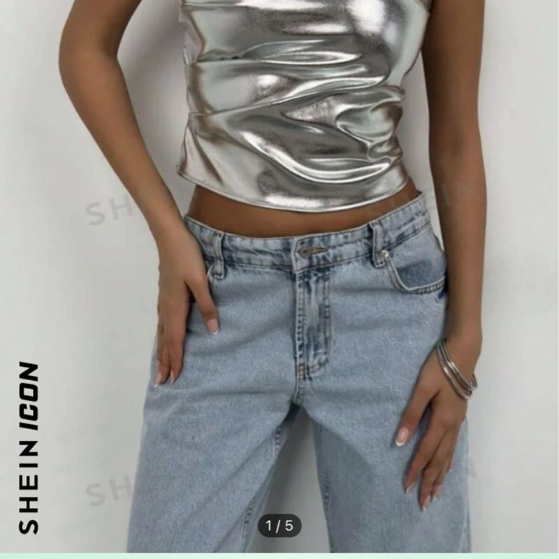 Top Prata Metalico Shein Nunca Usado 107057036 enjoei