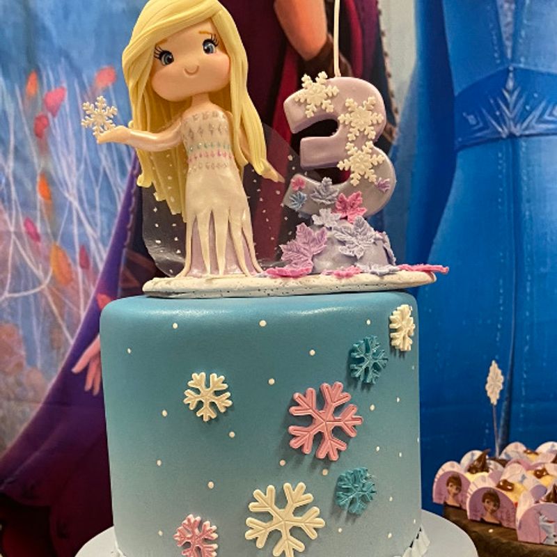 Bolo criança Frozen princesa Elsa - Conjunto 3 toalhas