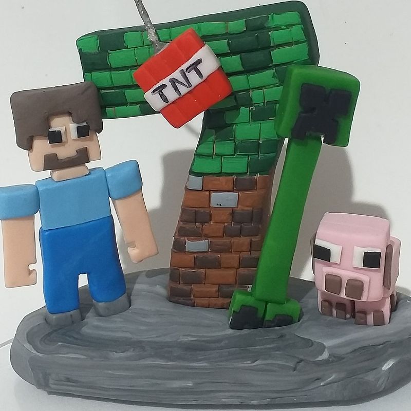 Topo de Bolo Minecraft  Item Infantil Mel Artesanatos Nunca Usado