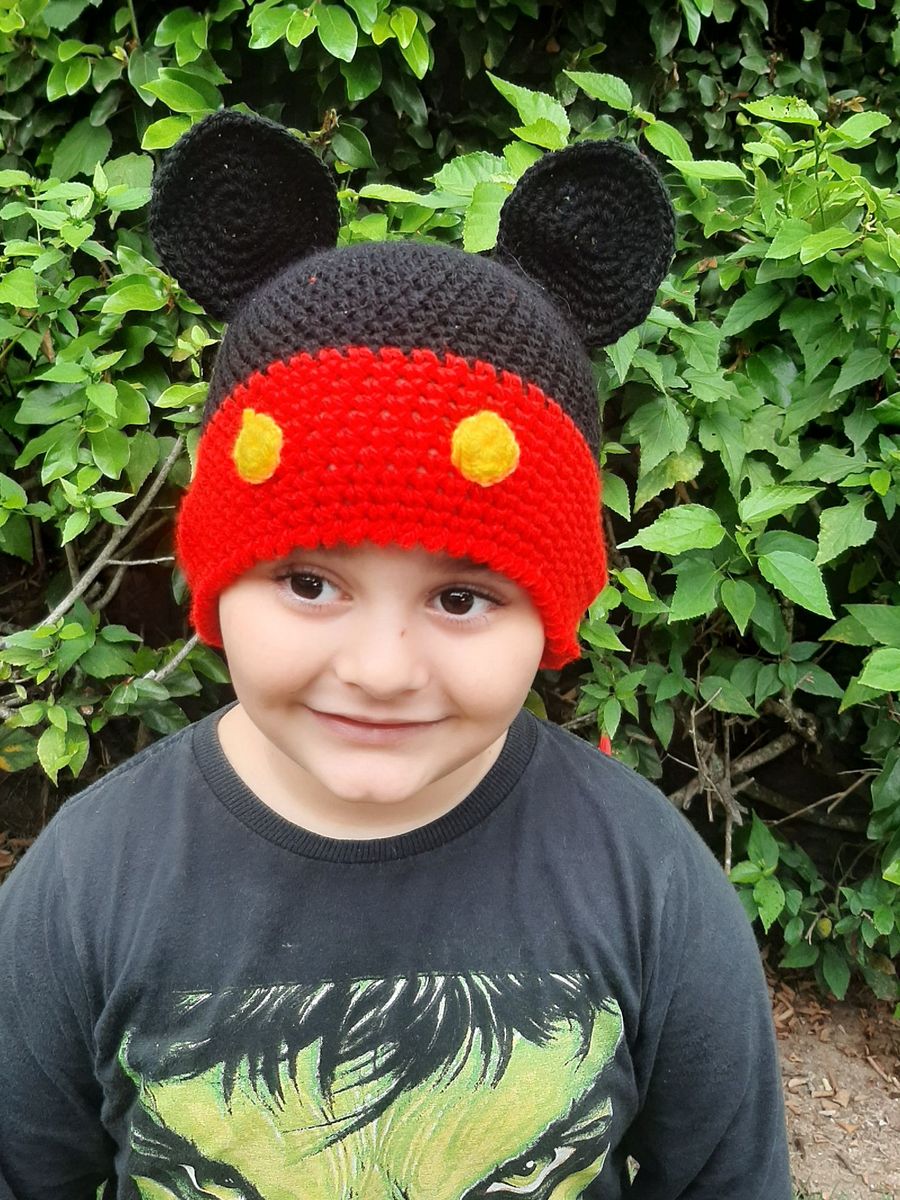 Touca Mickey  Roupa Infantil para Menino Crochetaria Kelly Bayer