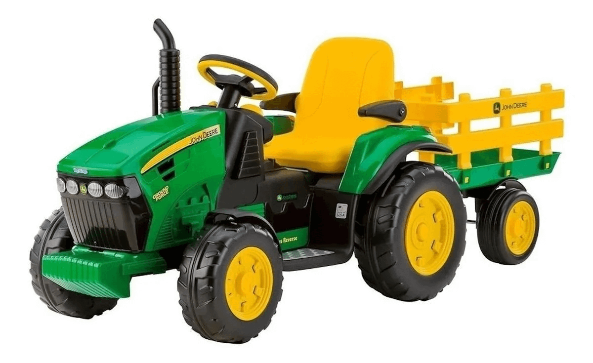 Tractor Eléctrico Peg Perego Ground Force 12V Con Remolque – Dos Velocidades, Radio FM Y Marcha Atrás, Para Niños De 3 A 7 Años