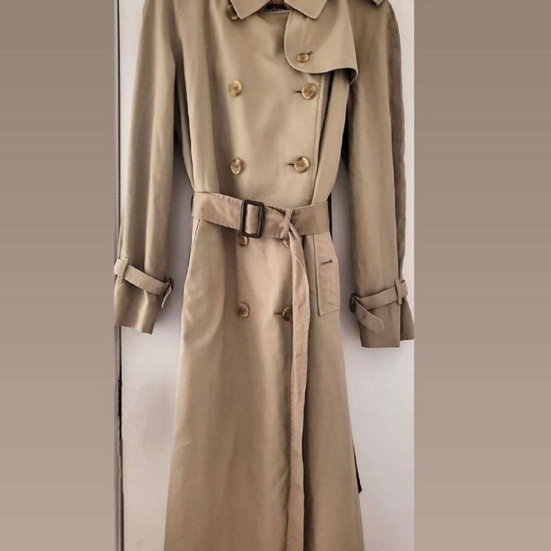 OLD BURBERRY - Trench coat 刺繍あり Burberry Trench Coat De Algodão Com Recorte Xadrez | Preto
