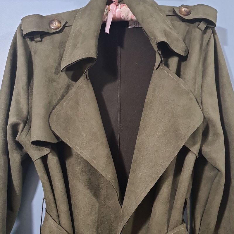 Trench Coat Verde Musgo Casaco Feminino Nunca Usado 99150888