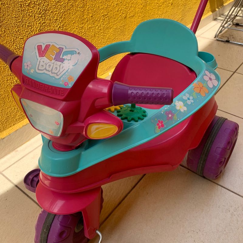 Triciclo Infantil Bandeirante - Velobaby - Passeio e Pedal - Rosa