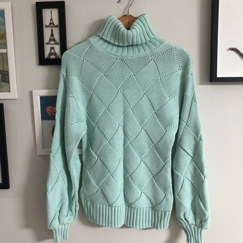 Tricô Verde Água Blusa Feminina Usado 87377529 enjoei