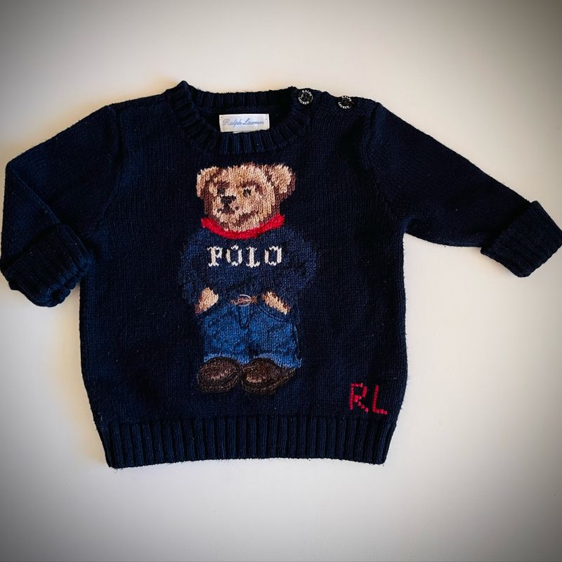 Tricot Suéter Bear Polo Ralph Lauren Roupa Infantil para Bebê