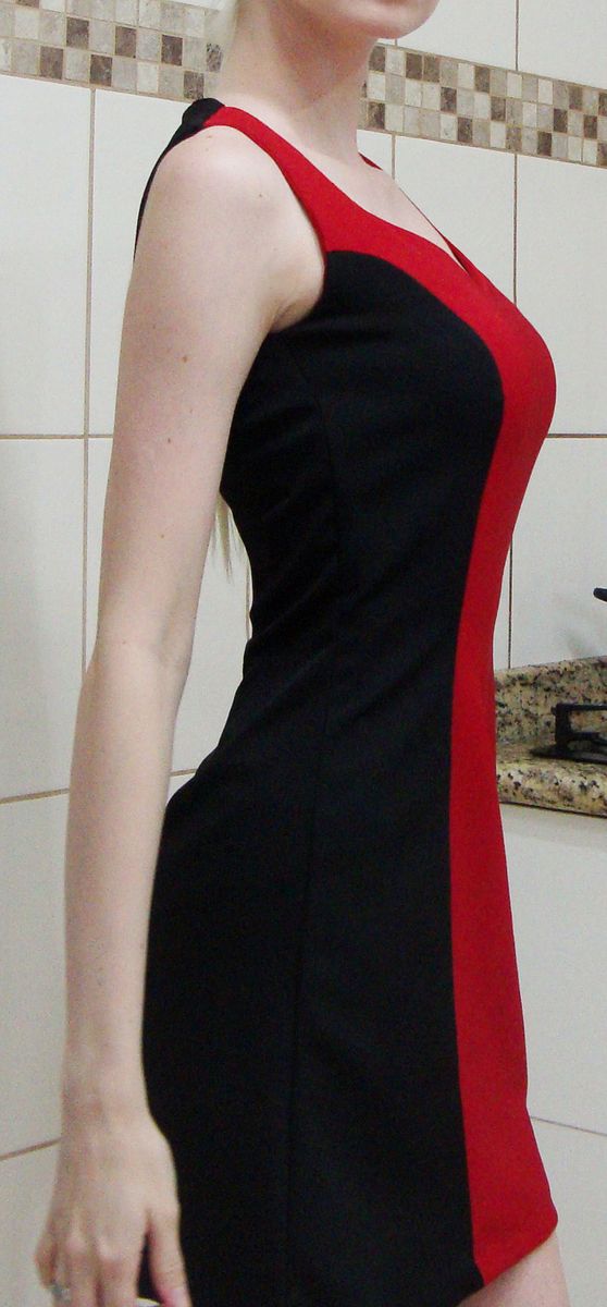 vestido duas cores tubinho