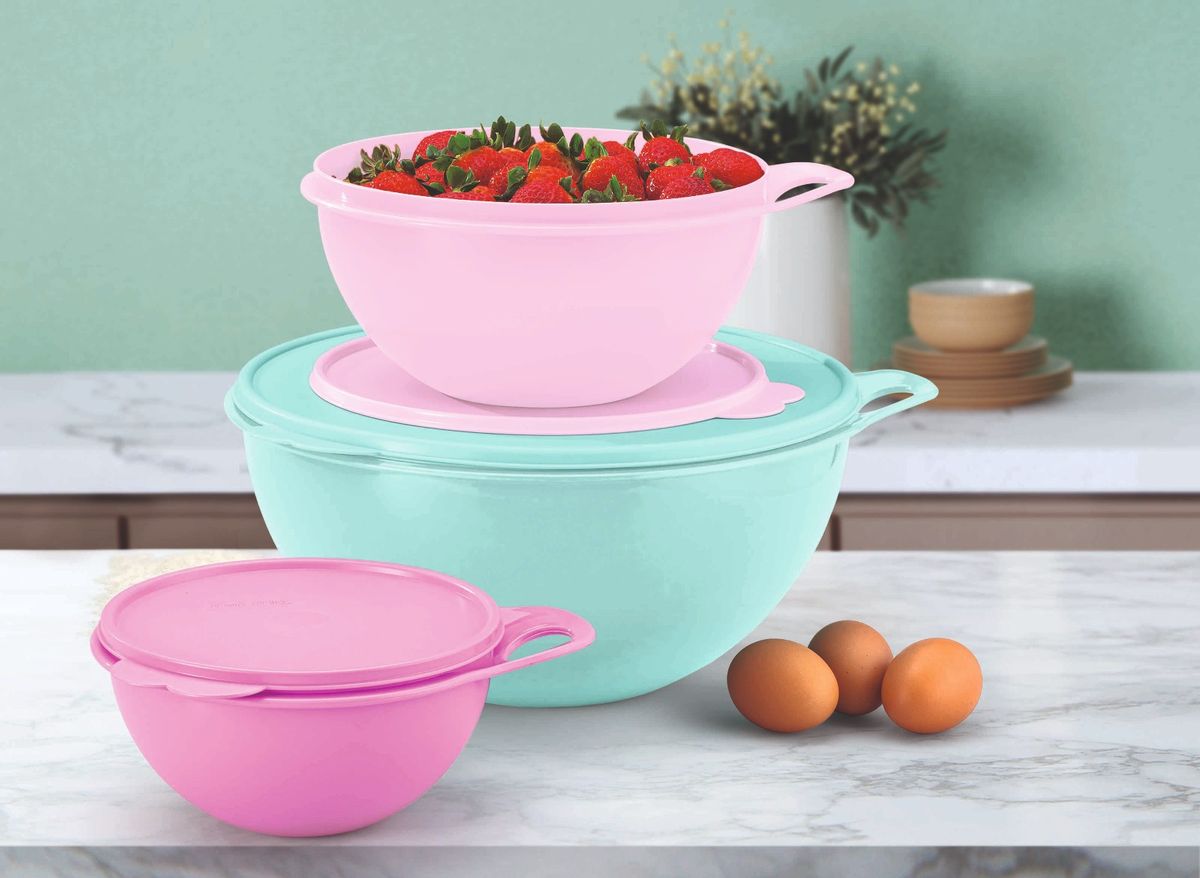 Tupperware 2 Tigelas Criativa Rosa 3 Litros e 1,4 Litro