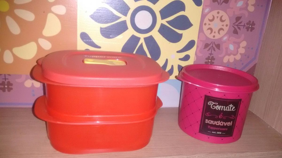 Tupperware Kit Marmita Dupla e Redondinha Milho Tomate 3 Peças | Móvel ...