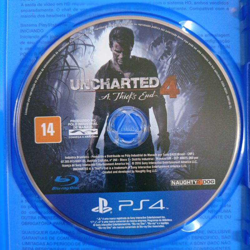 Uncharted 4 Mídia Física, Jogo de Computador Naughty Dog Usado 58512704