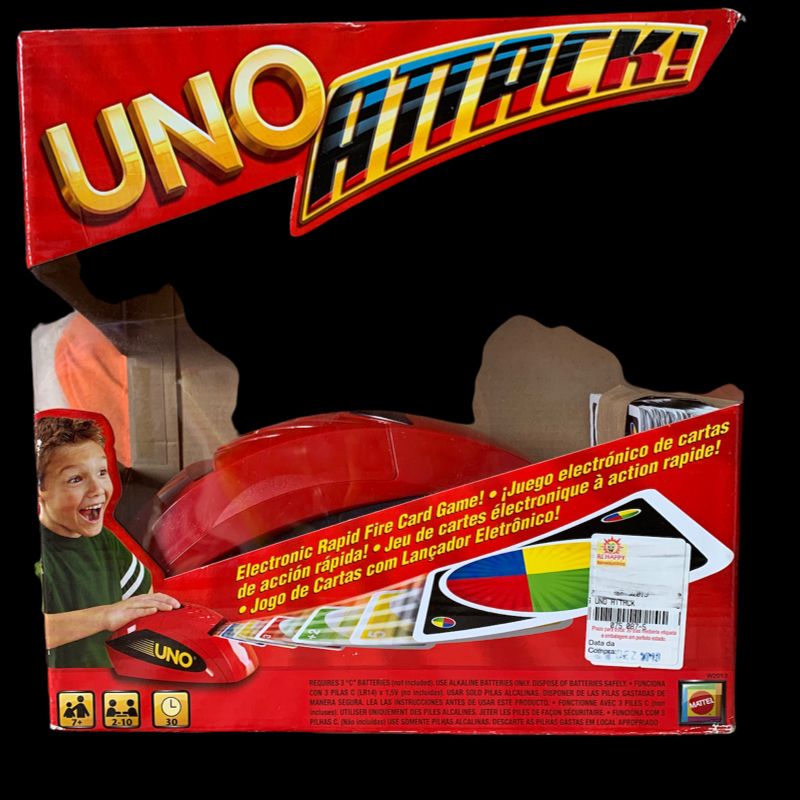 Uno Attack Mega Hit Jogo Lançador De Cartas Maquina Mattel