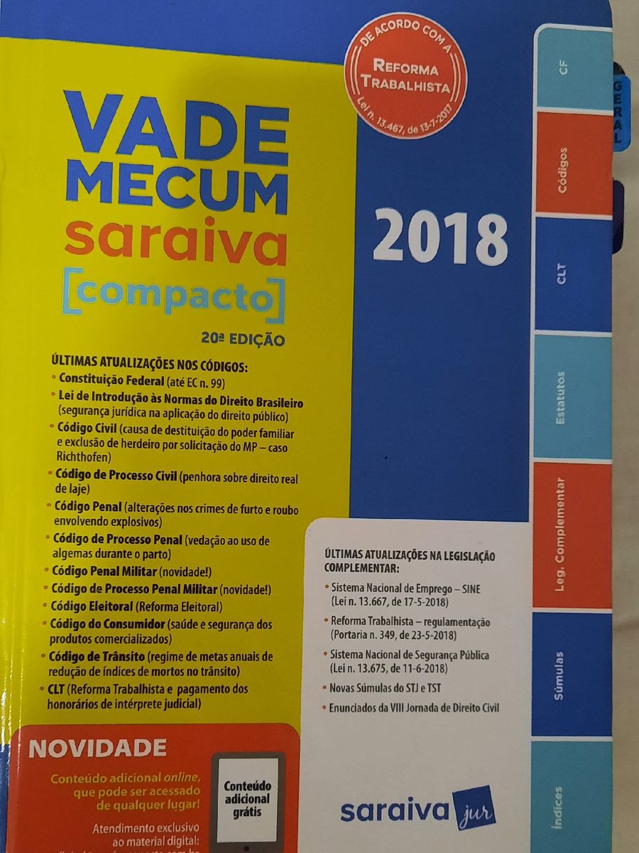 Vade Mecum Compacto Saraiva 2018 | Livro Saraiva Usado 59701873 | Enjoei