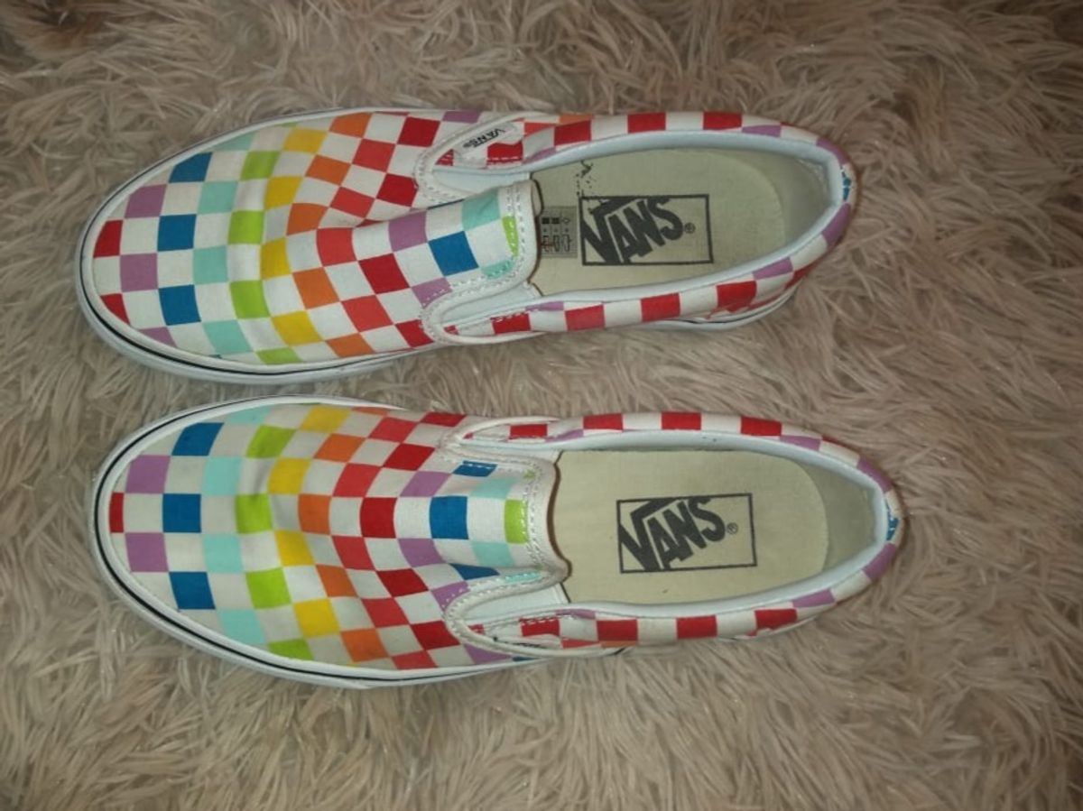 vans slip on xadrez vermelho