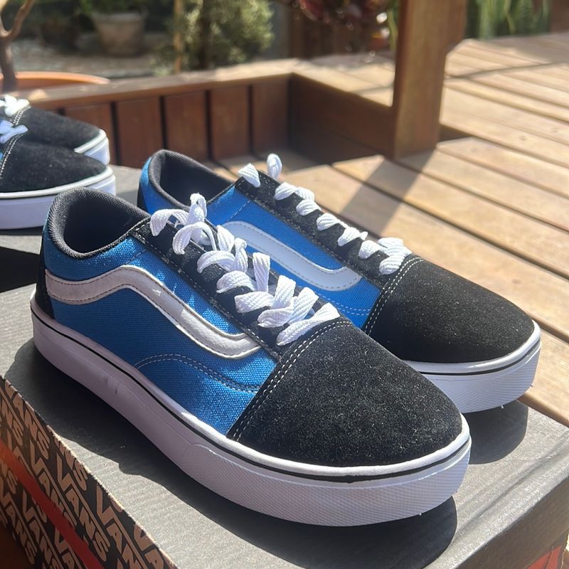 Vans preto sales e azul