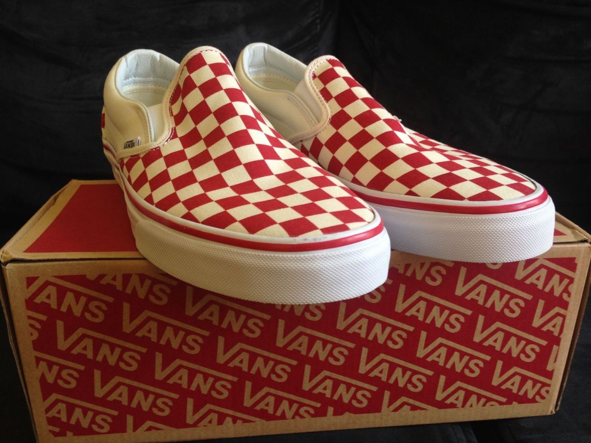 tenis vans quadriculado vermelho