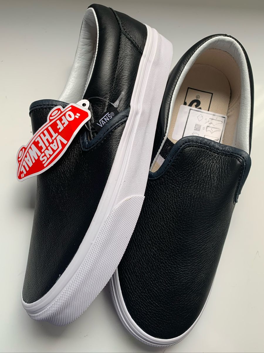 vans slip on couro preto