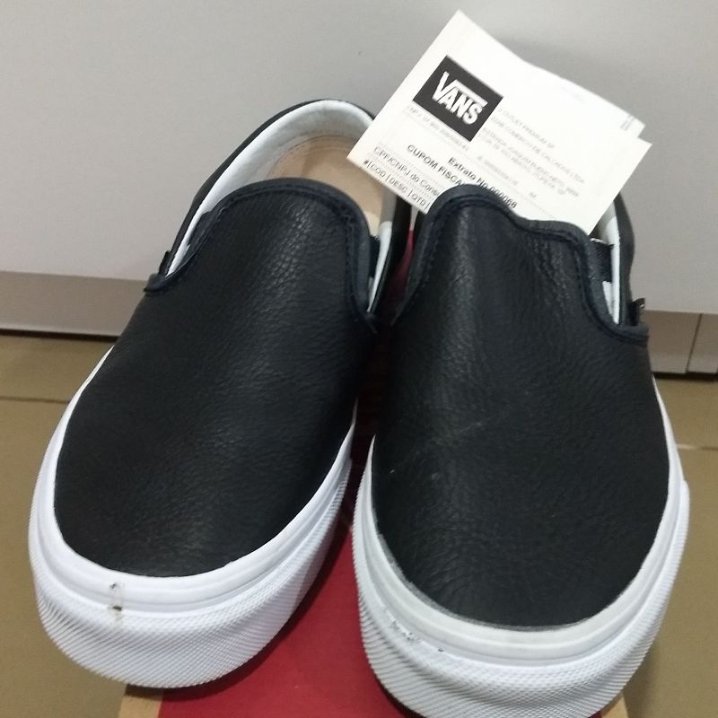 Vans slip on store couro