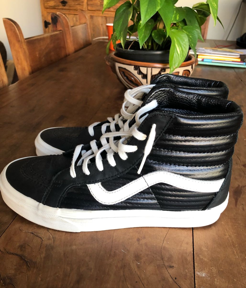 tenis vans cano alto couro