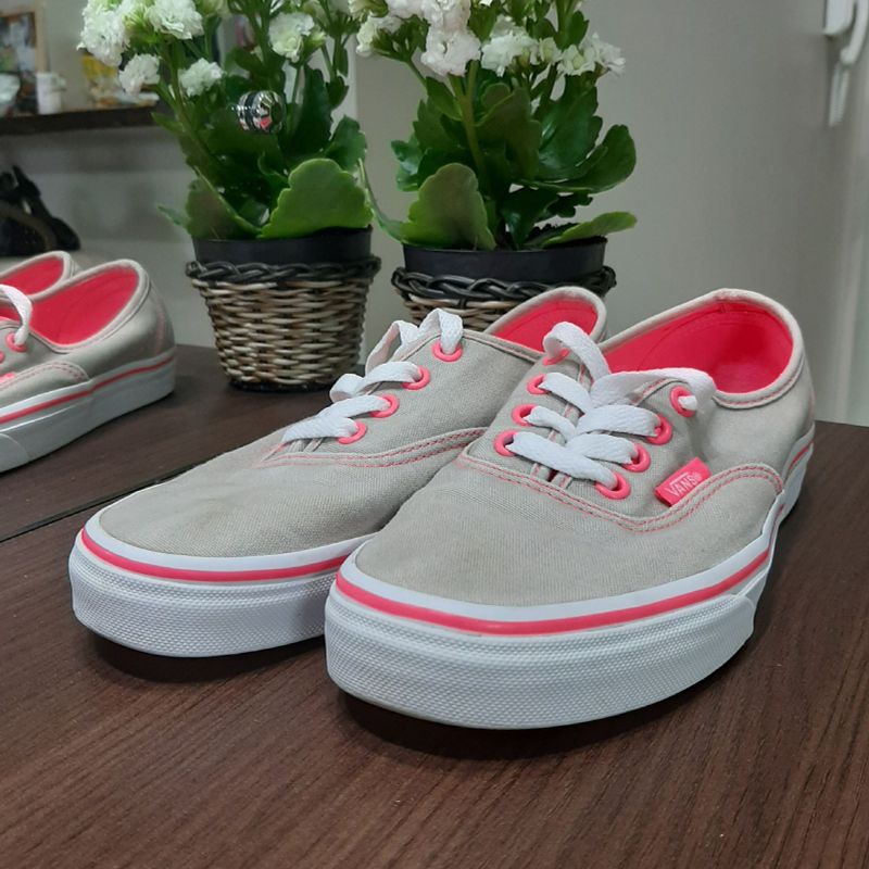 Tênis Vans Cinza e Rosa, Tênis Feminino Vans Usado 39685273