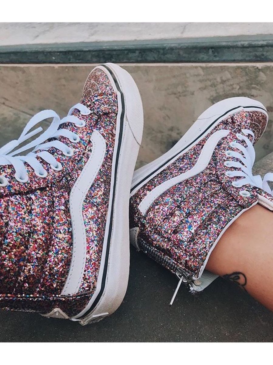 tenis vans glitter rosa