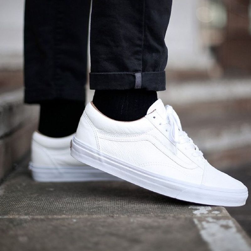 Vans Old Skool Branco em Couro | Tênis Feminino Vans Nunca Usado 41898463 |  enjoei