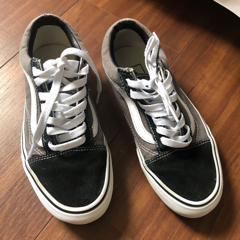 Tenis vans old skool cinza best sale e preto