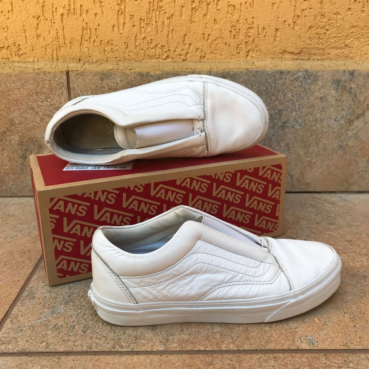 vans branco feminino couro